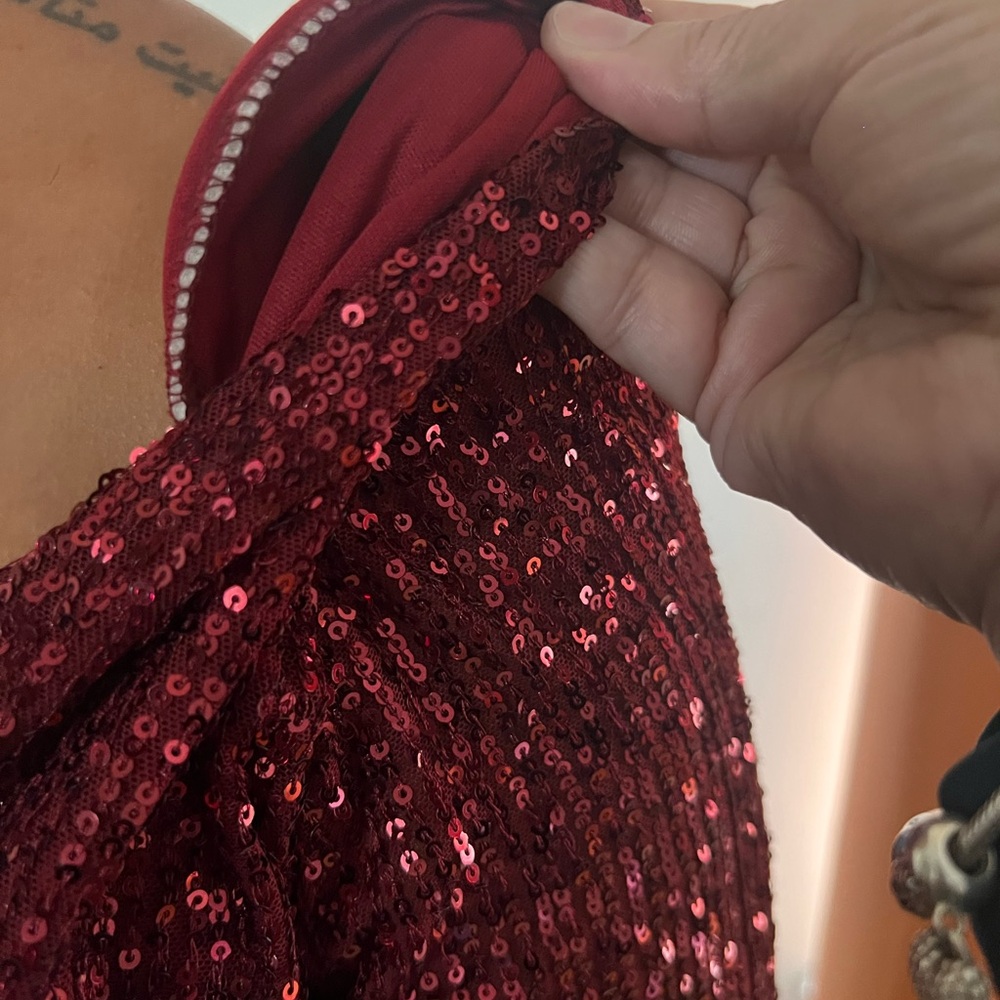 FASHION NOVA Burgundy Sequin Mini Dress - Picture 16 of 17